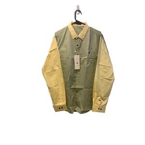 Contrast Color Stitching Long Sleeve Button Down Dress Shirt